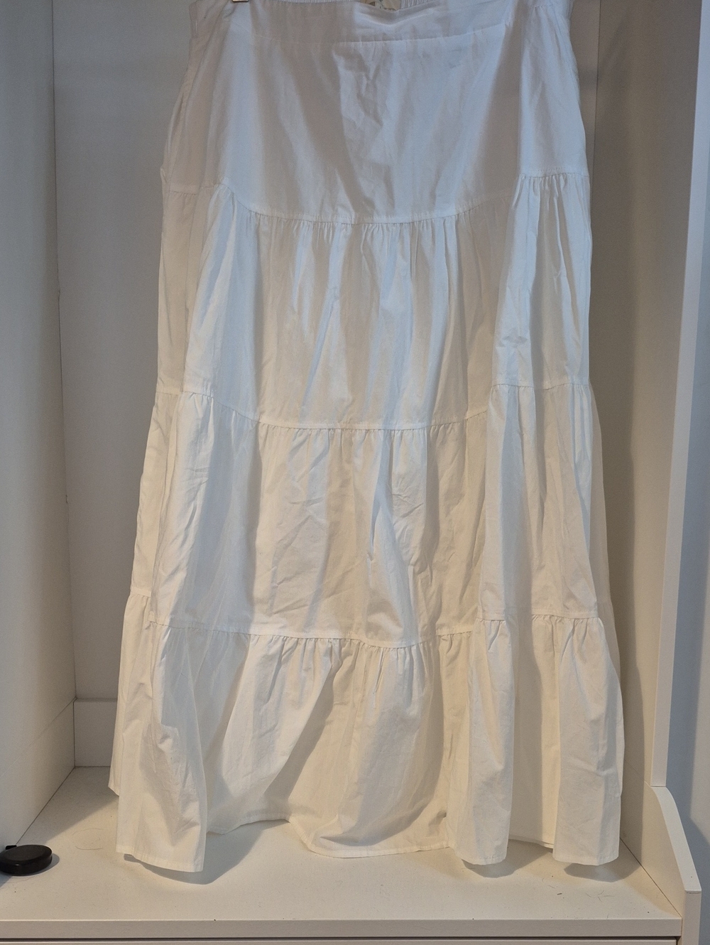 Flowing White Tiered Maxi Skirt